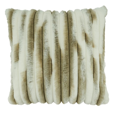 Rlm Distribution 18 in. Poly Filled Faux Fur Throw Square Pillow, Natural HO3209133